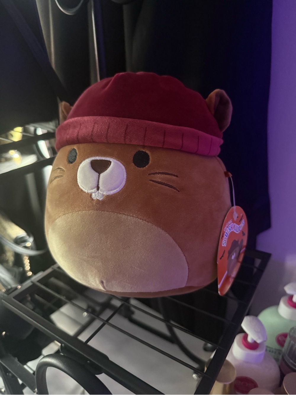 Squishmallows Brown Halloween Beaver with Red Hat
